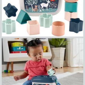 NEW Fisher-Price Baby's First Blocks - Navy Fawn, Shape-Sorting Toy